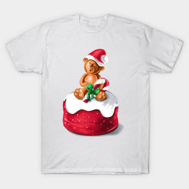 Christmas Bear Cake T-Shirt by Svetlana Pelin